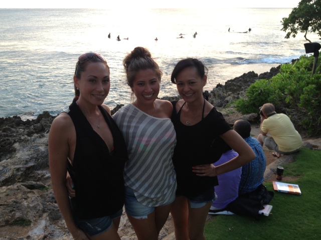 Renee, Cathy and me at Turtle Bay catching the sun before it sets for the day.